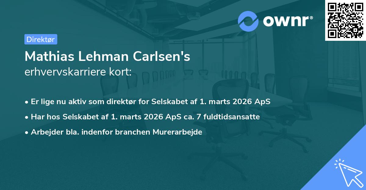 Mathias Lehman Carlsen's erhvervskarriere kort