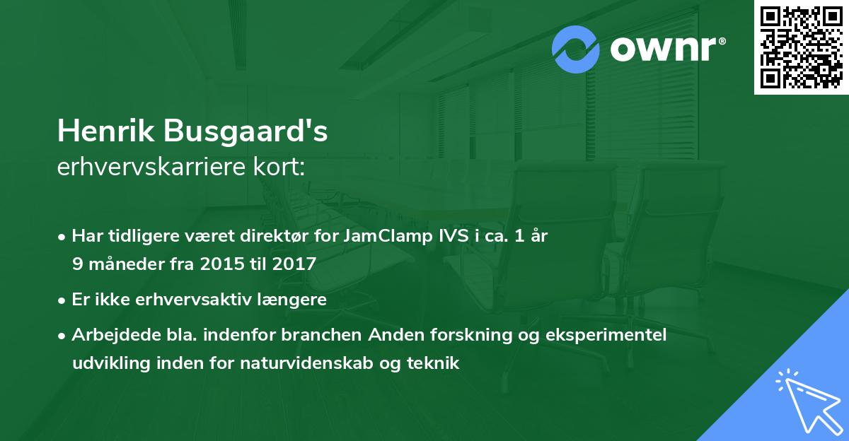Henrik Busgaard's erhvervskarriere kort
