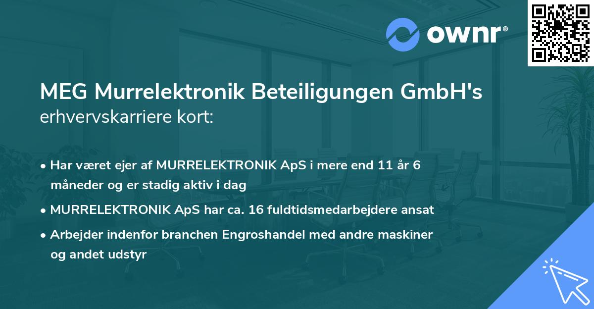 MEG Murrelektronik Beteiligungen GmbH's erhvervskarriere kort