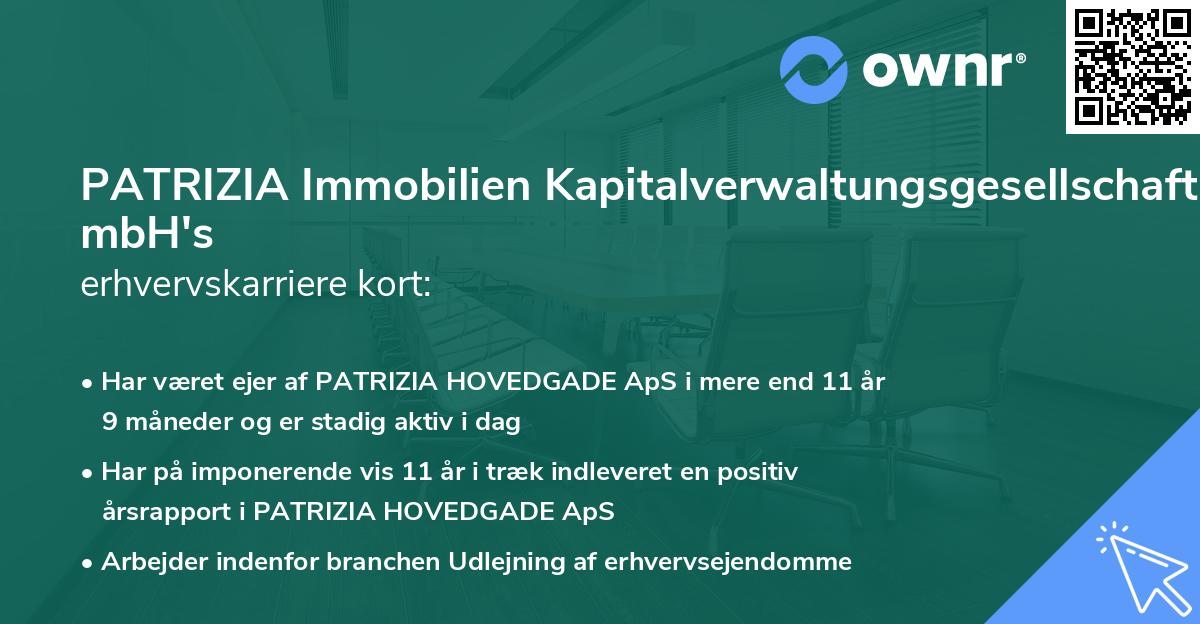 PATRIZIA Immobilien Kapitalverwaltungsgesellschaft mbH's erhvervskarriere kort