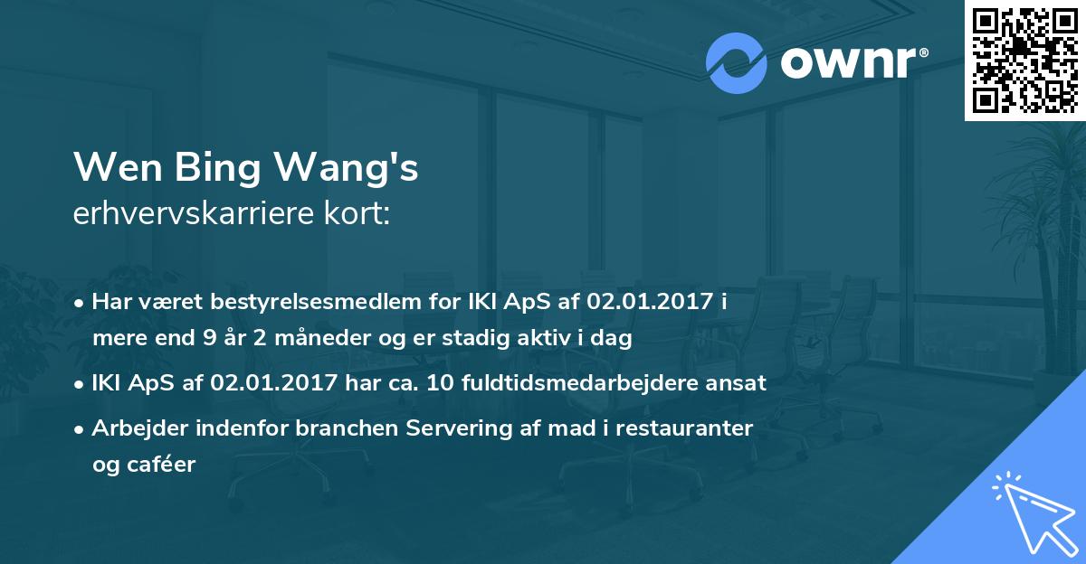 Wen Bing Wang's erhvervskarriere kort