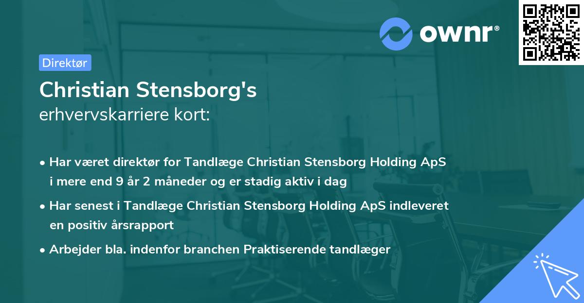 Christian Stensborg's erhvervskarriere kort