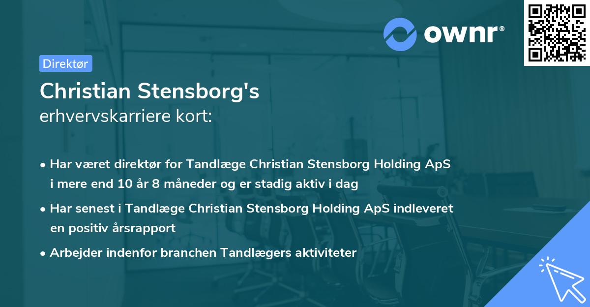 Christian Stensborg's erhvervskarriere kort