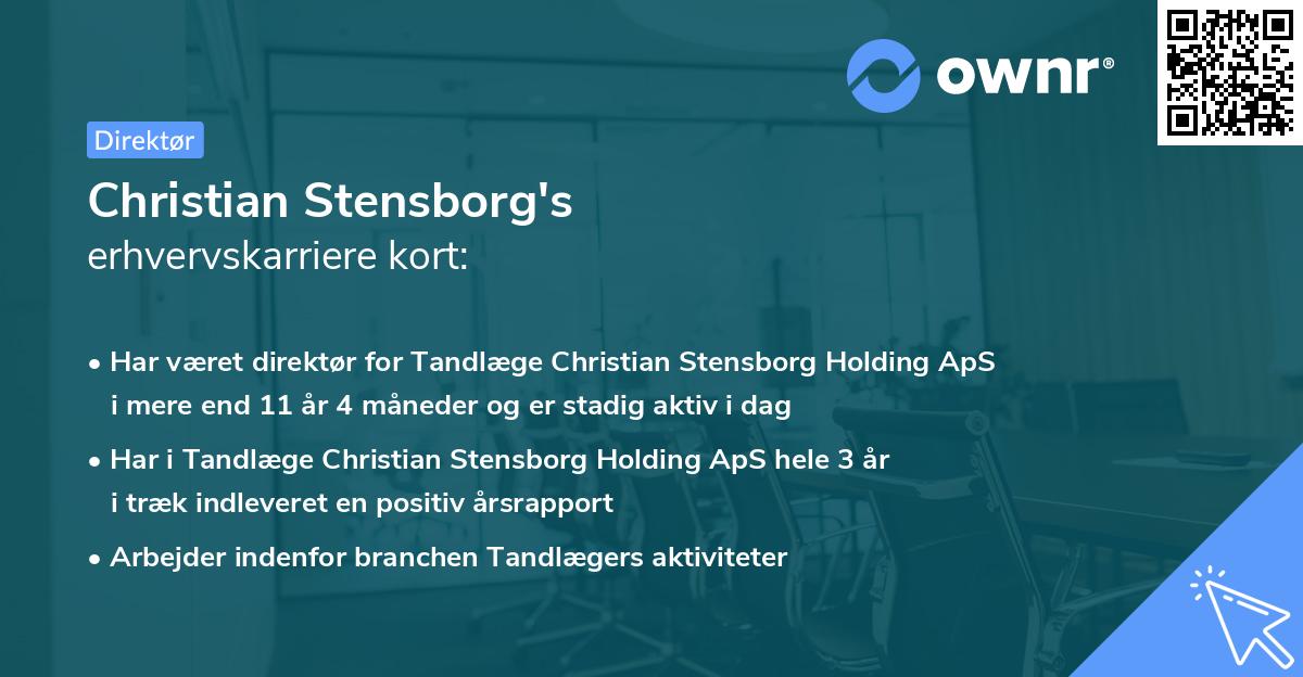 Christian Stensborg's erhvervskarriere kort