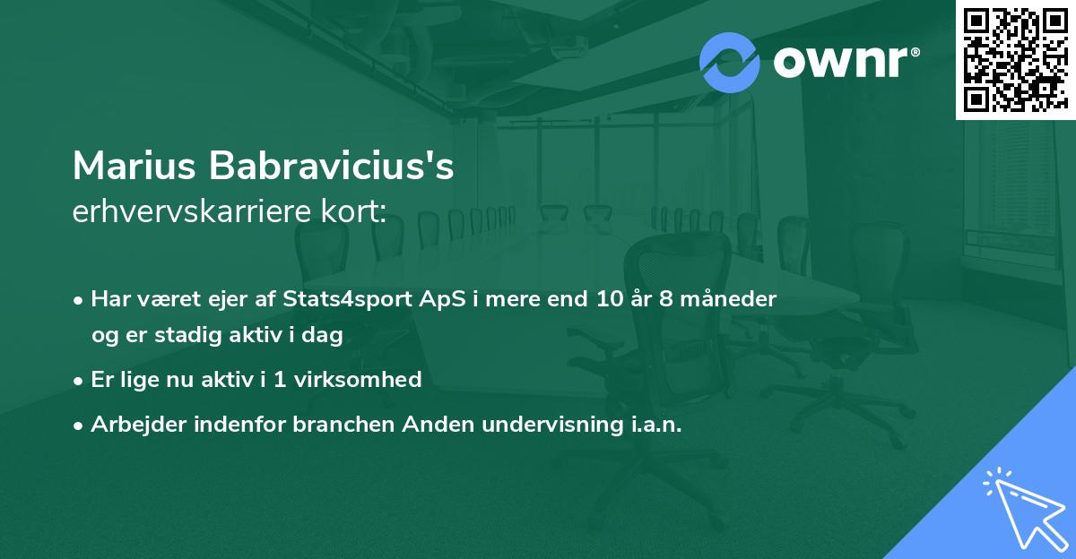 Marius Babravicius's erhvervskarriere kort