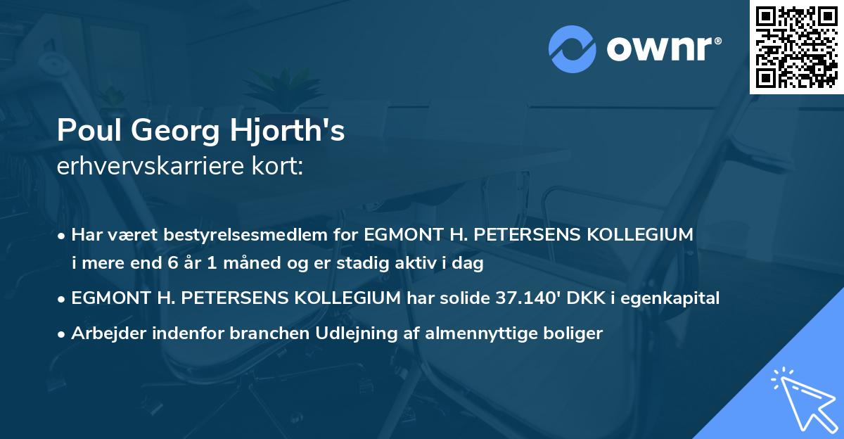 Poul Georg Hjorth's erhvervskarriere kort