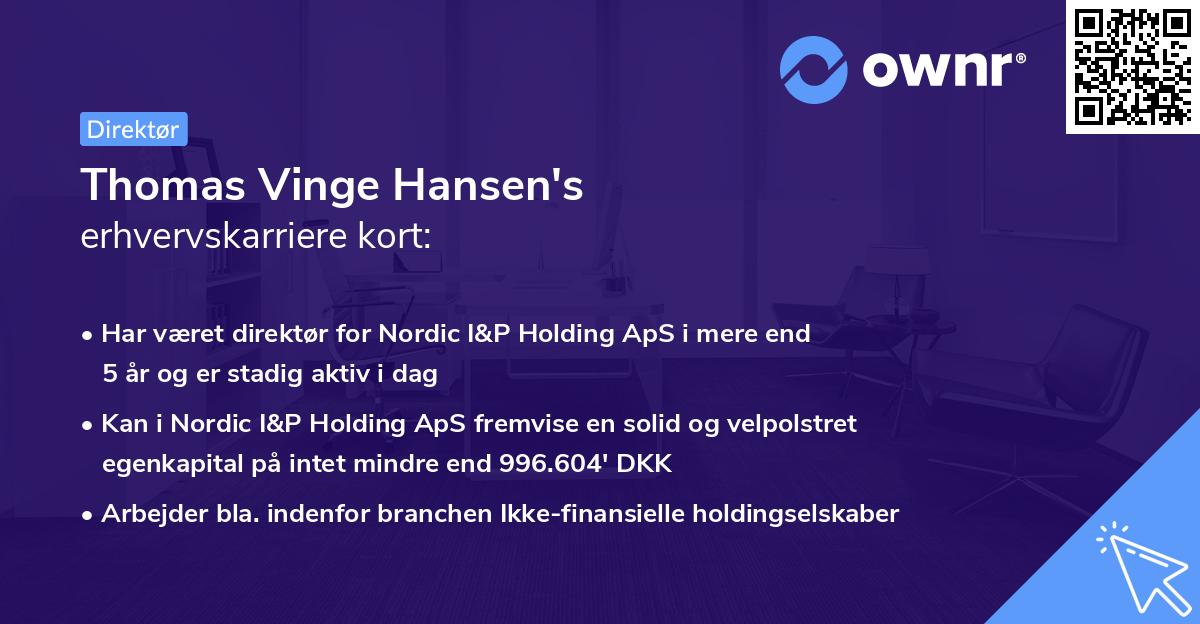 Thomas Vinge Hansen's erhvervskarriere kort