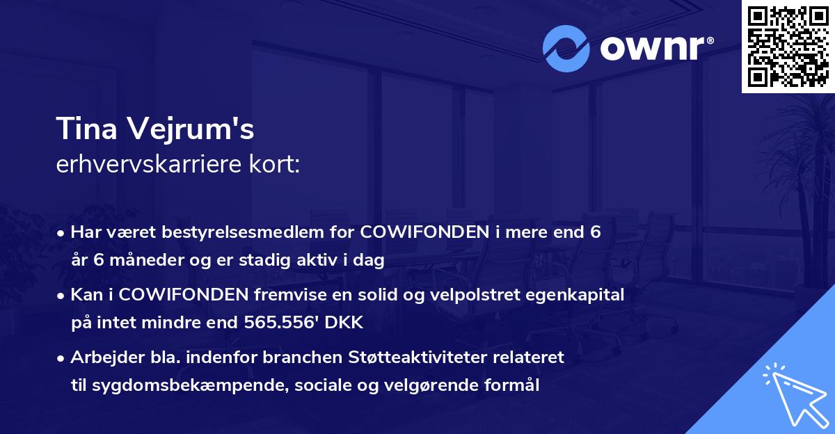 Tina Vejrum's erhvervskarriere kort