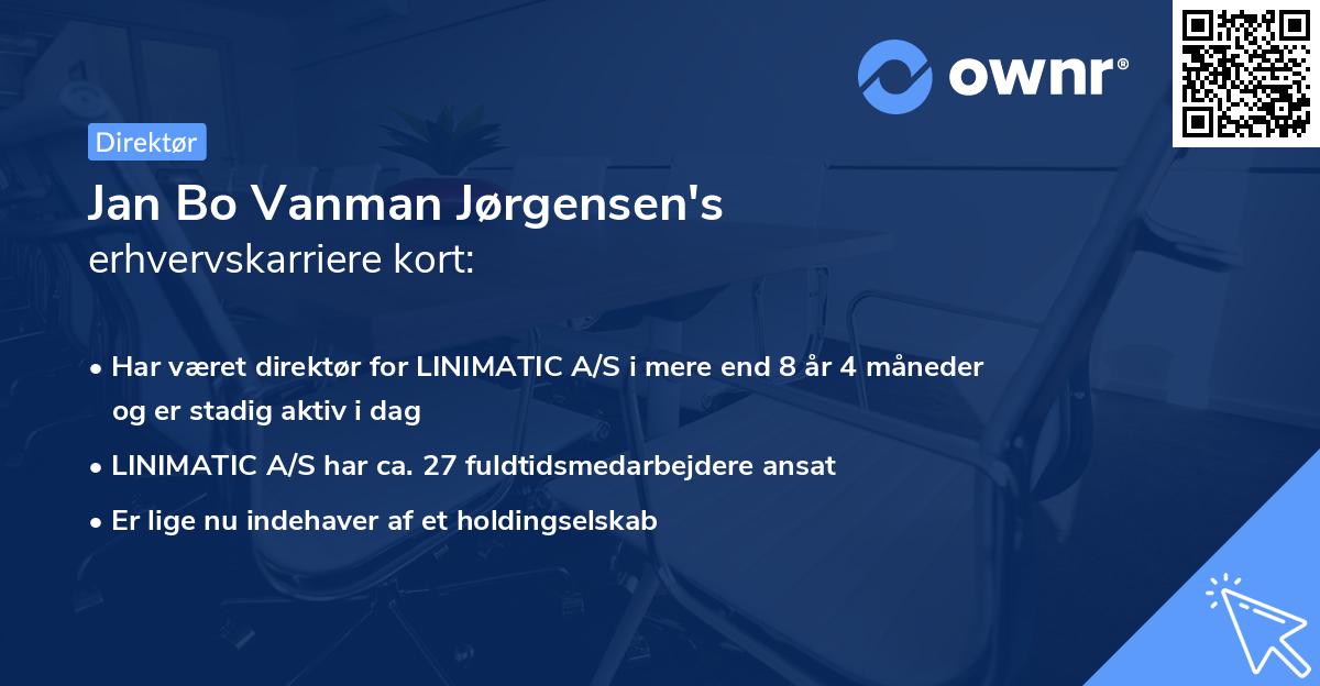 Jan Bo Vanman Jørgensen's erhvervskarriere kort