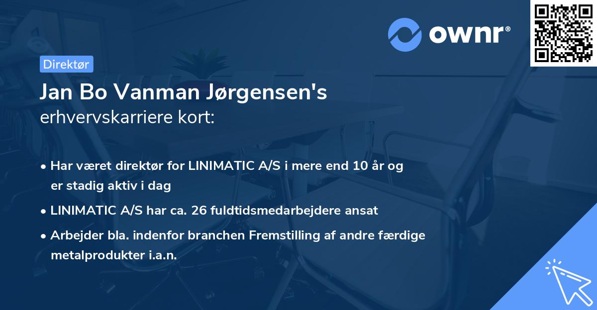 Jan Bo Vanman Jørgensen's erhvervskarriere kort