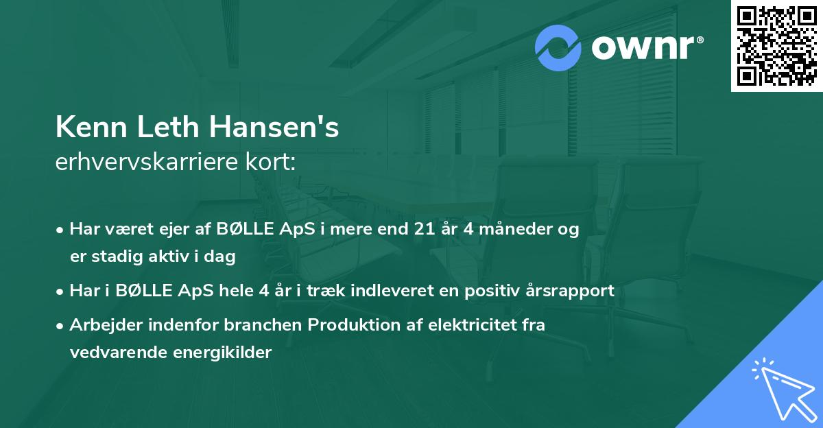 Kenn Leth Hansen's erhvervskarriere kort