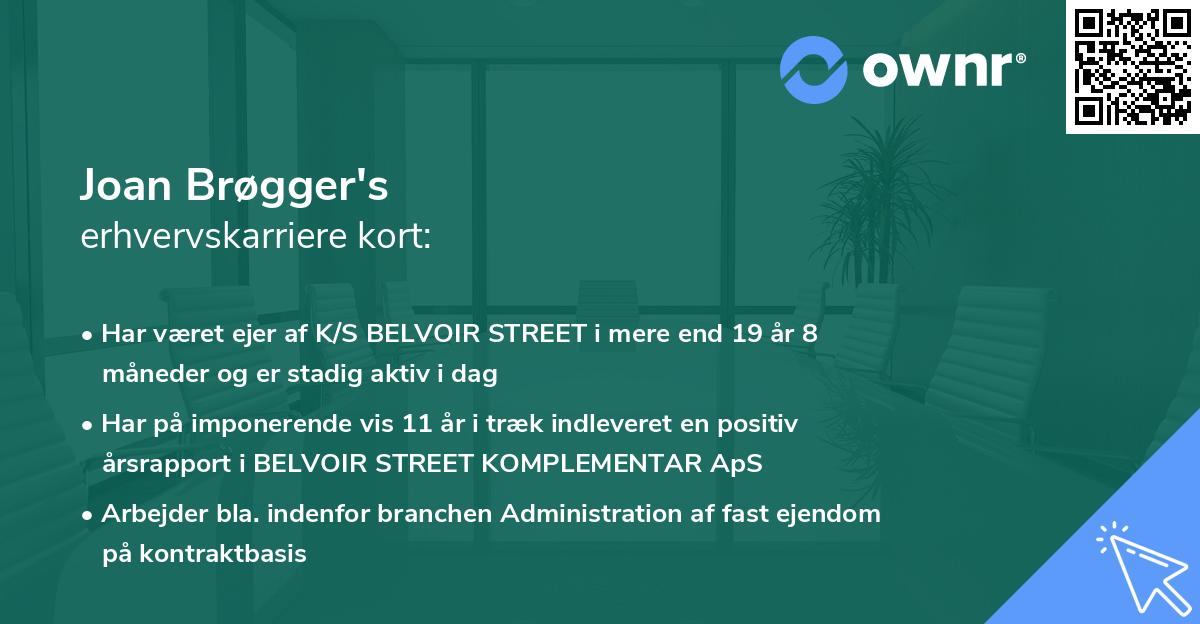 Joan Brøgger's erhvervskarriere kort