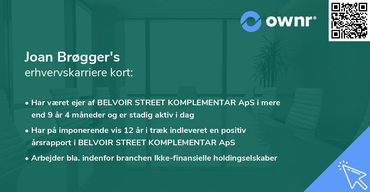 Joan Brøgger's erhvervskarriere kort