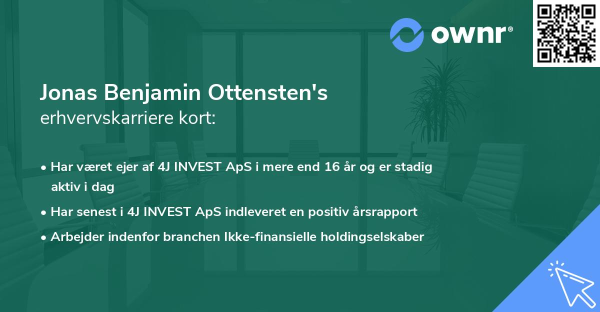 Jonas Benjamin Ottensten's erhvervskarriere kort
