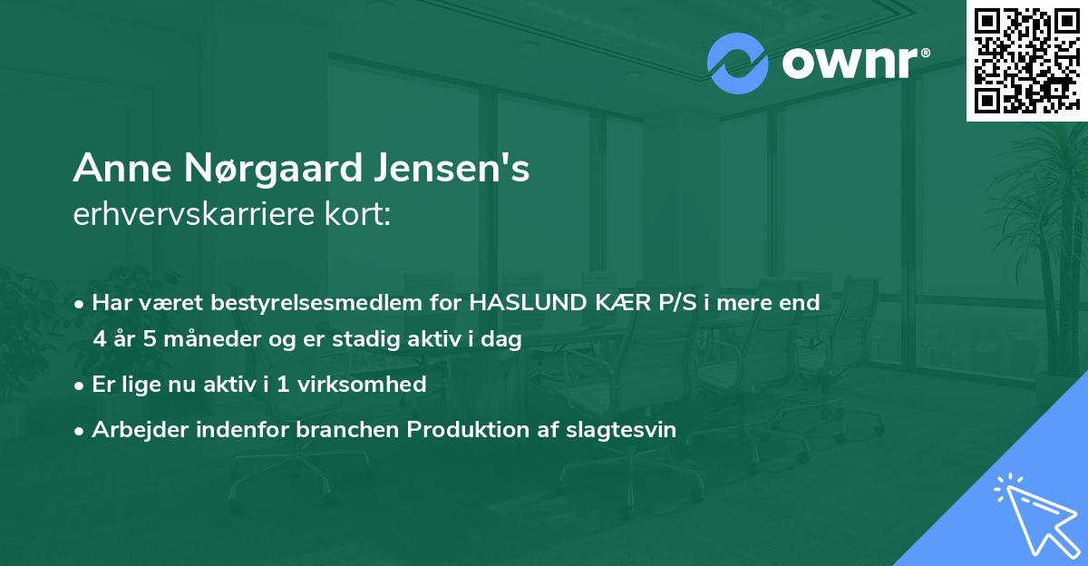 Anne Nørgaard Jensen's erhvervskarriere kort