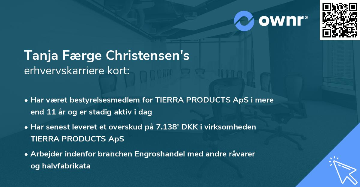 Tanja Færge Christensen's erhvervskarriere kort