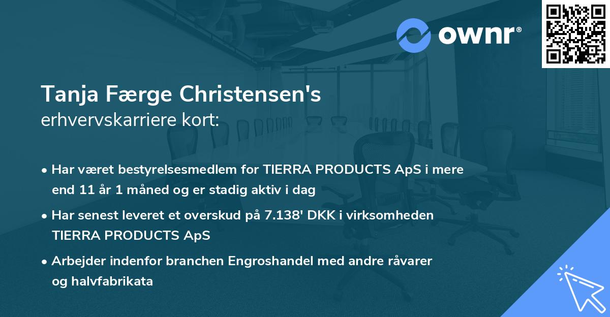 Tanja Færge Christensen's erhvervskarriere kort