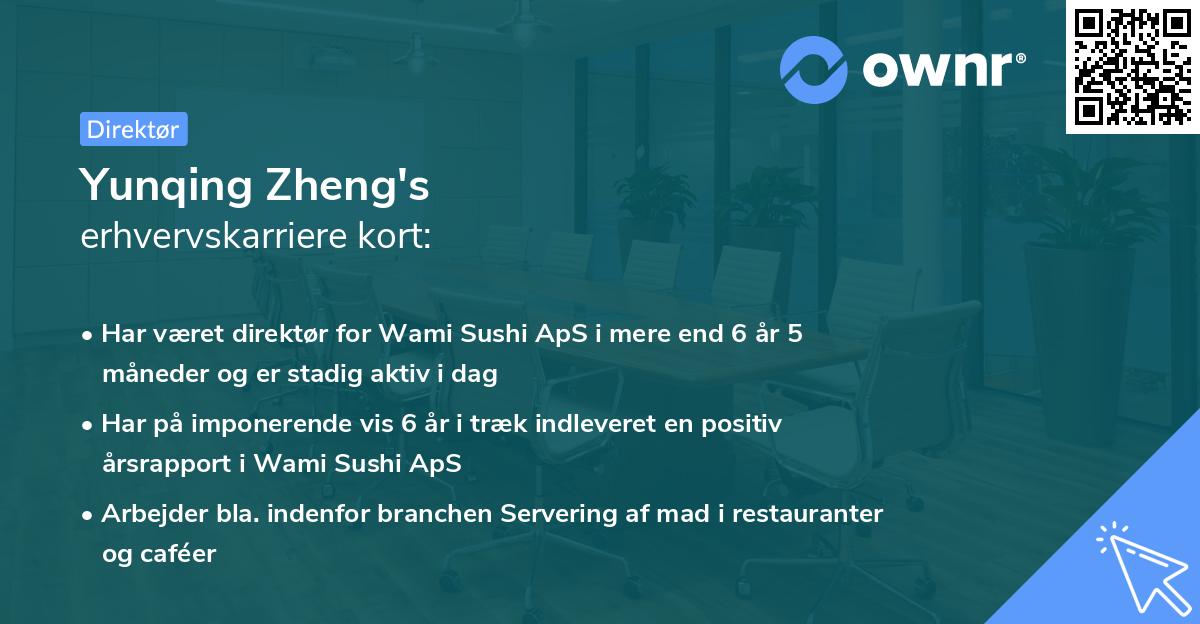 Yunqing Zheng's erhvervskarriere kort