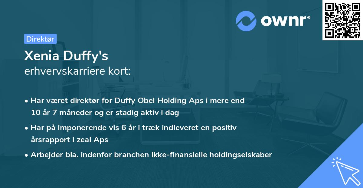 Xenia Duffy's erhvervskarriere kort