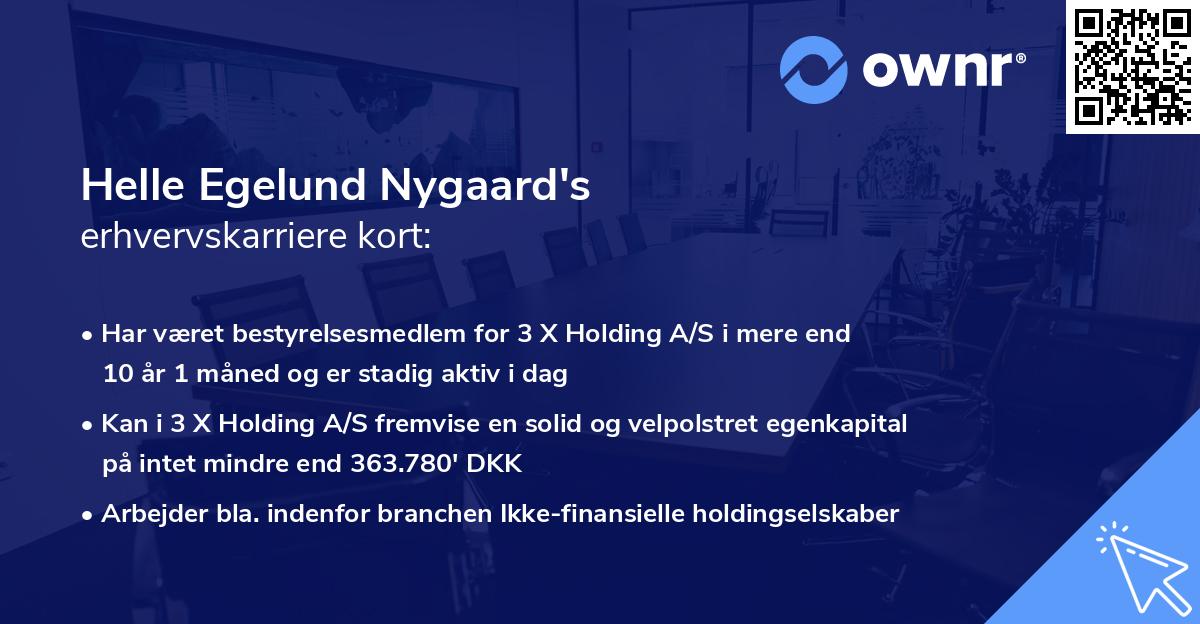 Helle Egelund Nygaard's erhvervskarriere kort