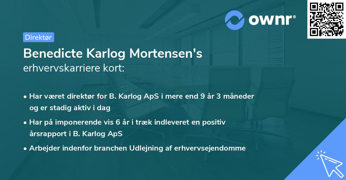 Benedicte Karlog Mortensen's erhvervskarriere kort