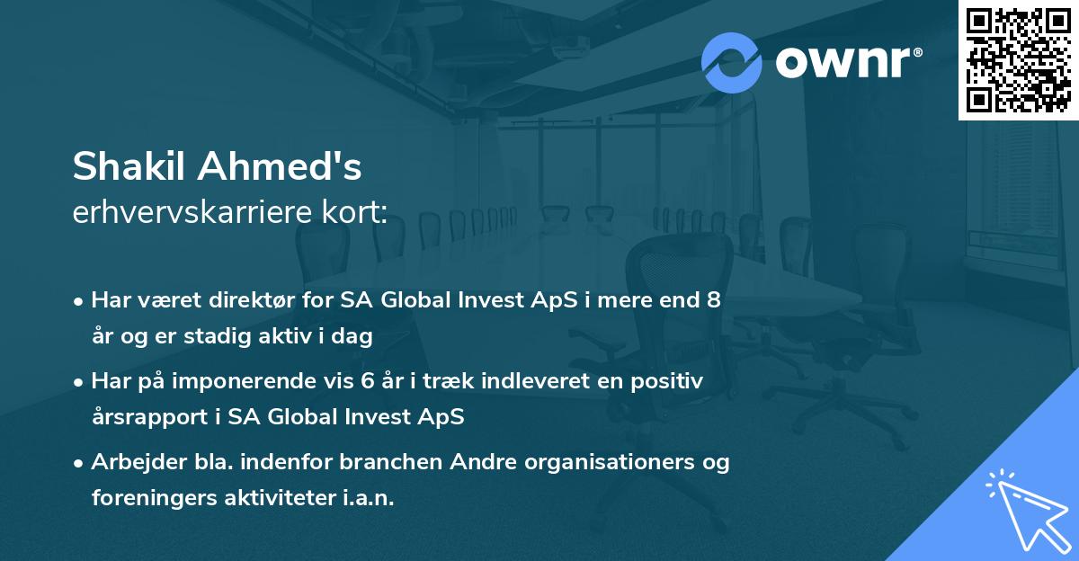 Shakil Ahmed's erhvervskarriere kort