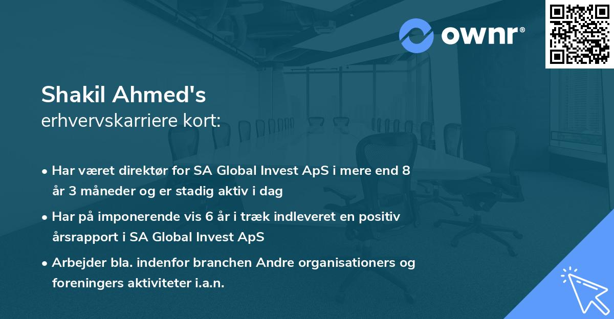 Shakil Ahmed's erhvervskarriere kort