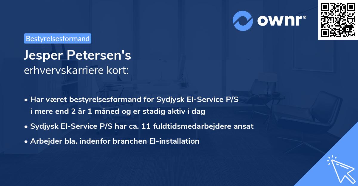 Jesper Petersen's erhvervskarriere kort