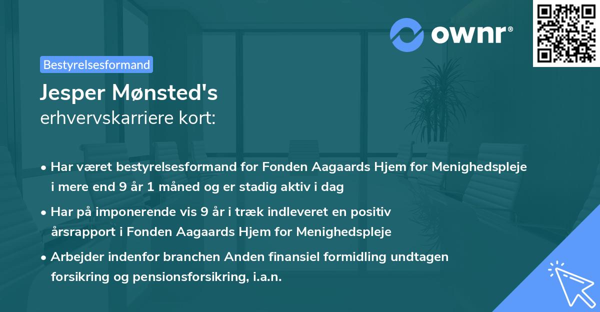 Jesper Mønsted's erhvervskarriere kort