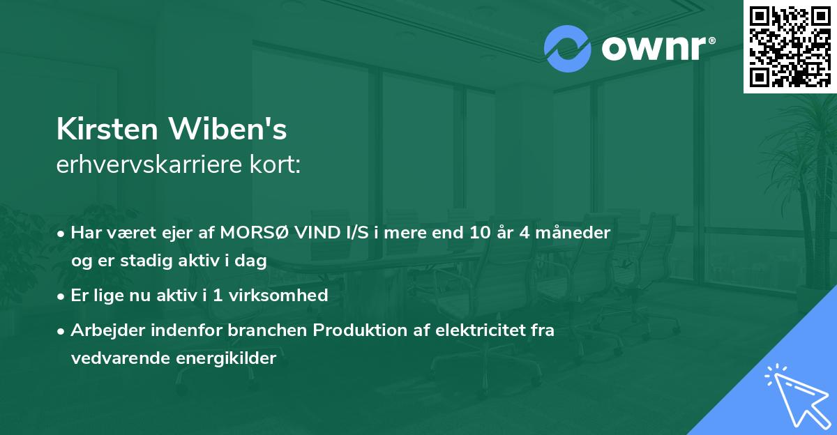 Kirsten Wiben's erhvervskarriere kort