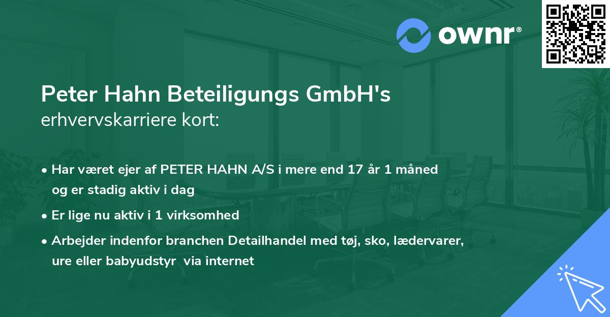 Peter Hahn Beteiligungs GmbH's erhvervskarriere kort