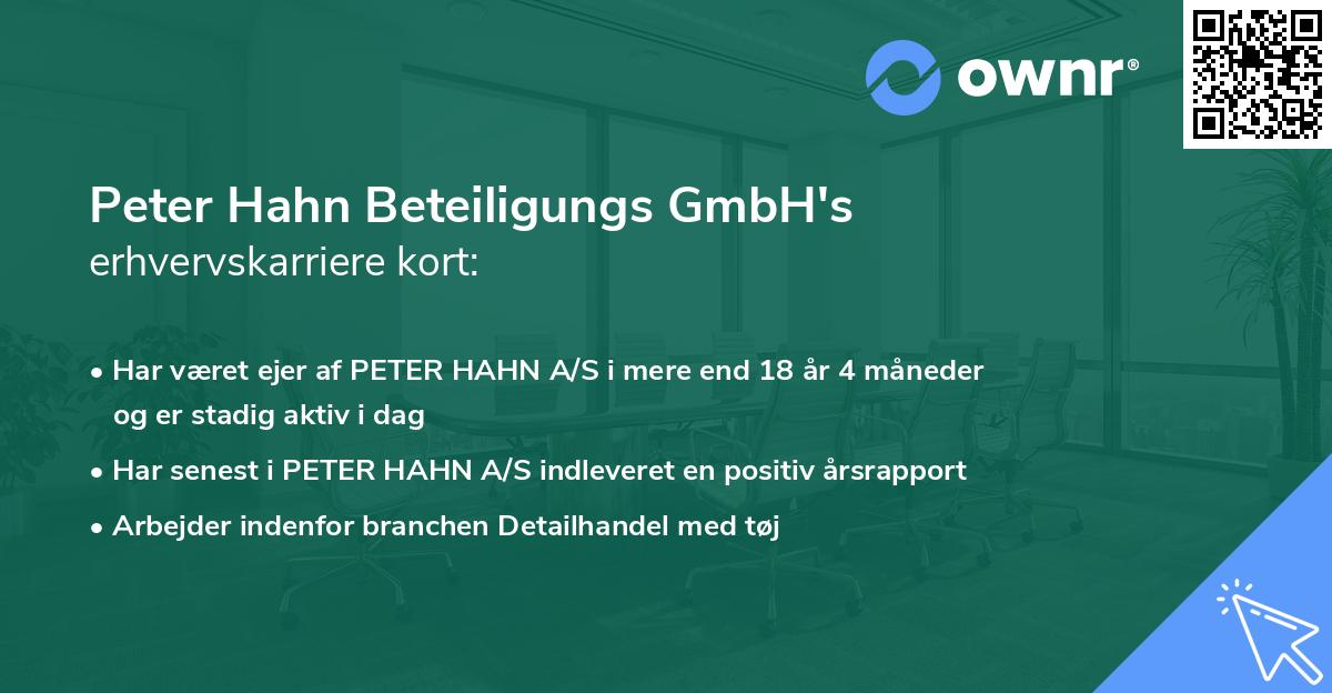 Peter Hahn Beteiligungs GmbH's erhvervskarriere kort