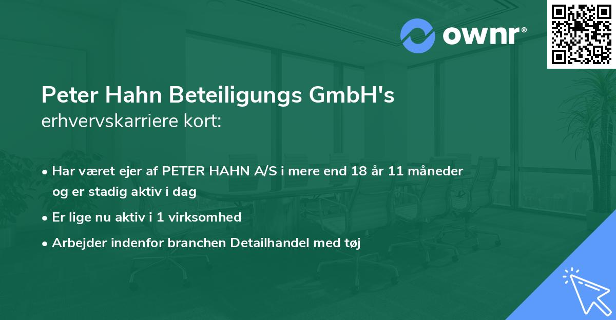 Peter Hahn Beteiligungs GmbH's erhvervskarriere kort