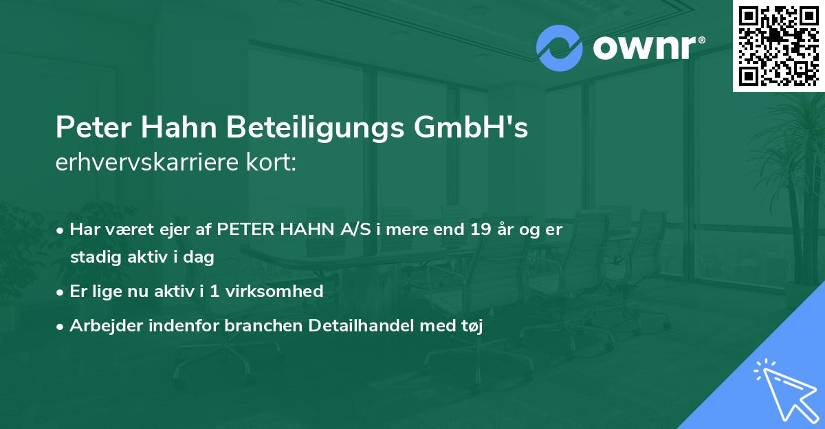 Peter Hahn Beteiligungs GmbH's erhvervskarriere kort