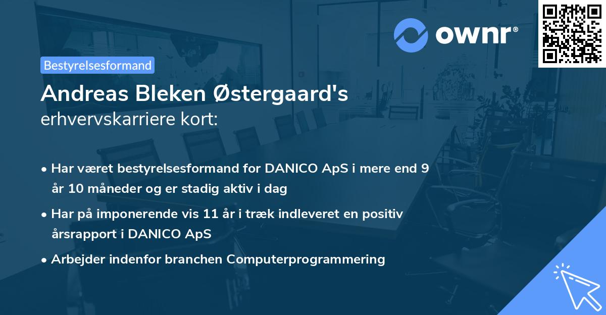 Andreas Bleken Østergaard's erhvervskarriere kort