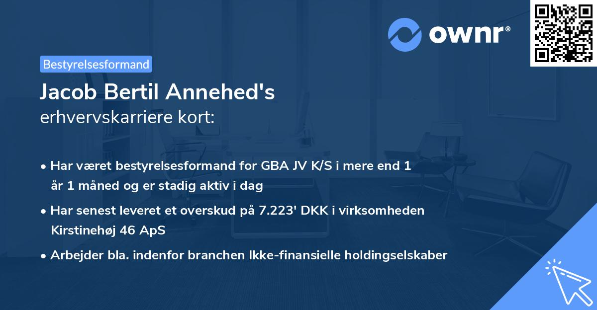 Jacob Bertil Annehed's erhvervskarriere kort