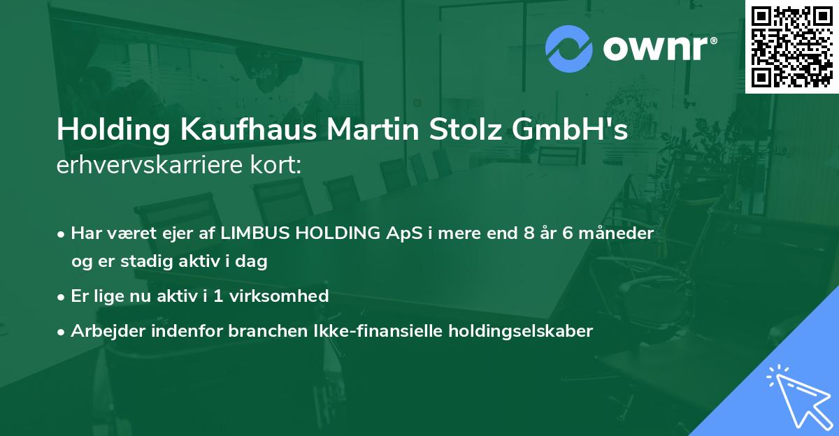 Holding Kaufhaus Martin Stolz GmbH's erhvervskarriere kort