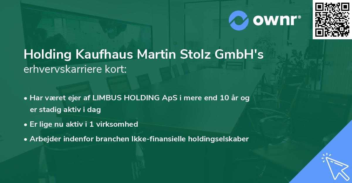 Holding Kaufhaus Martin Stolz GmbH's erhvervskarriere kort