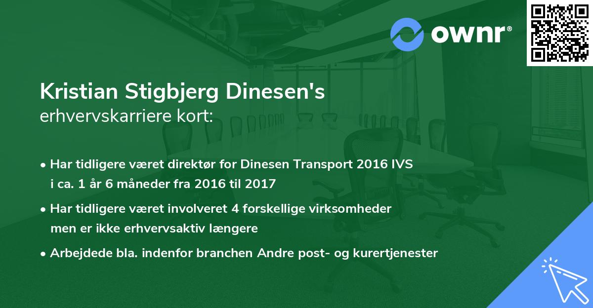 Kristian Stigbjerg Dinesen's erhvervskarriere kort