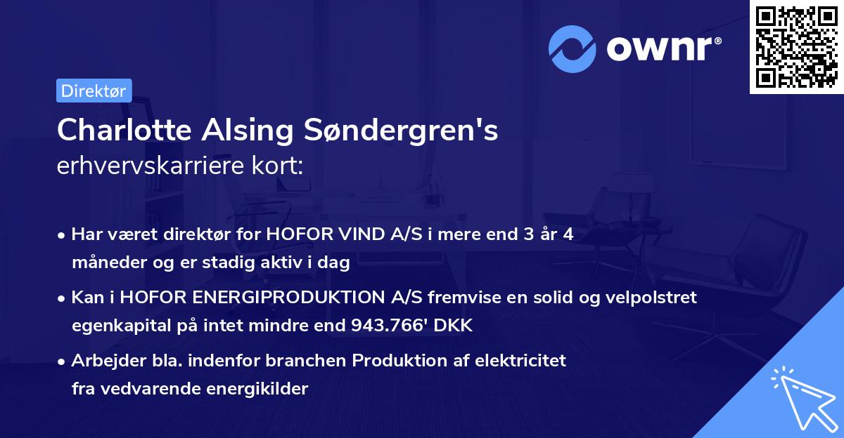 Charlotte Alsing Søndergren's erhvervskarriere kort