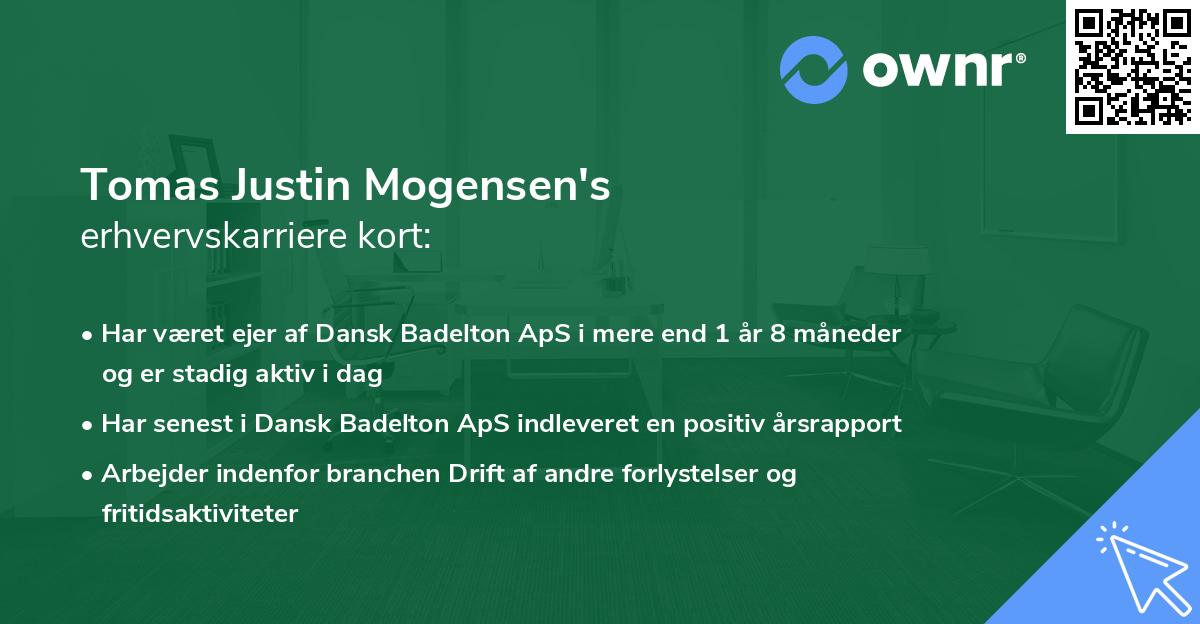 Tomas Justin Mogensen's erhvervskarriere kort