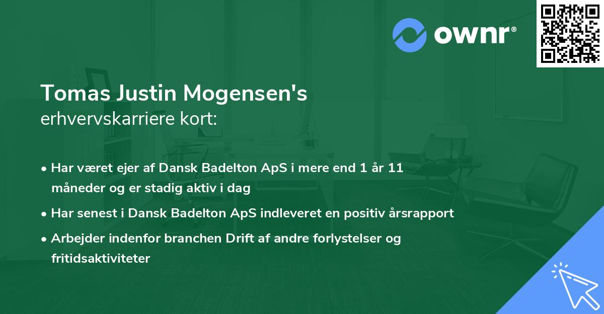 Tomas Justin Mogensen's erhvervskarriere kort