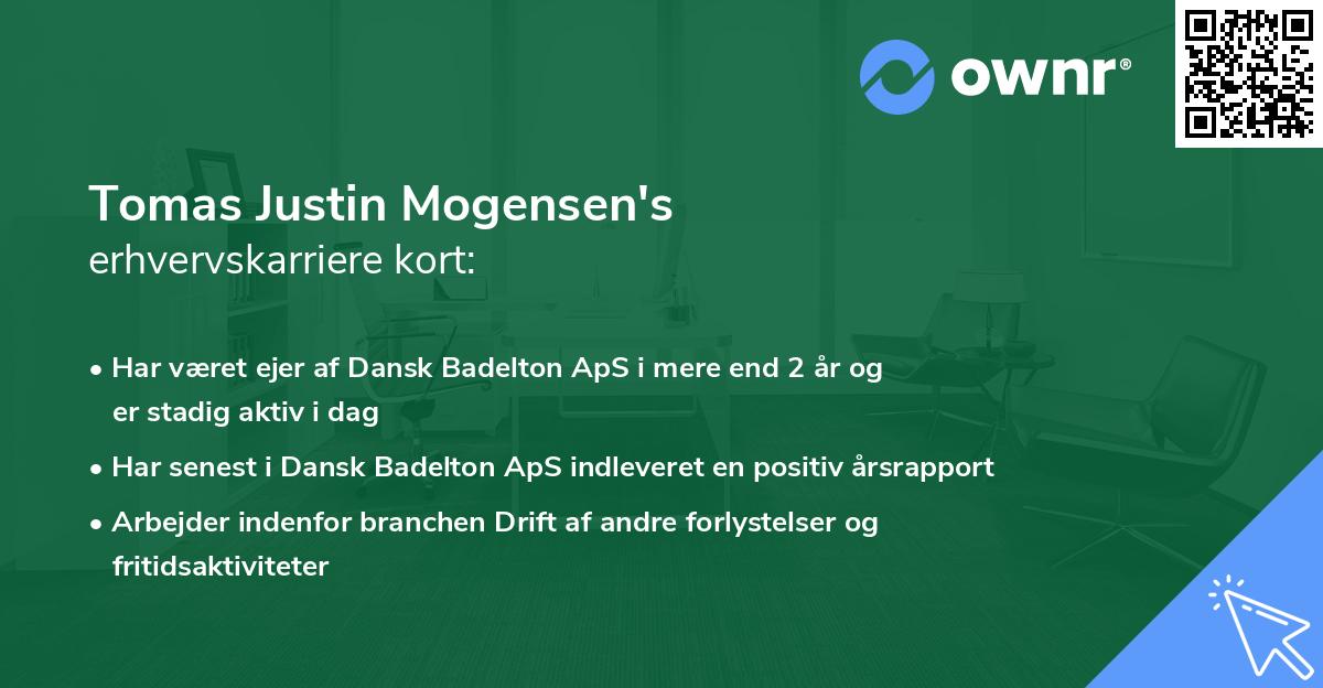 Tomas Justin Mogensen's erhvervskarriere kort