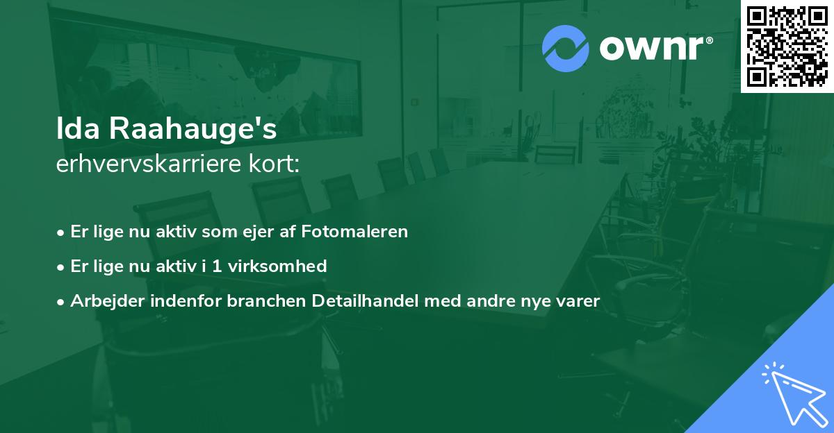 Ida Raahauge's erhvervskarriere kort
