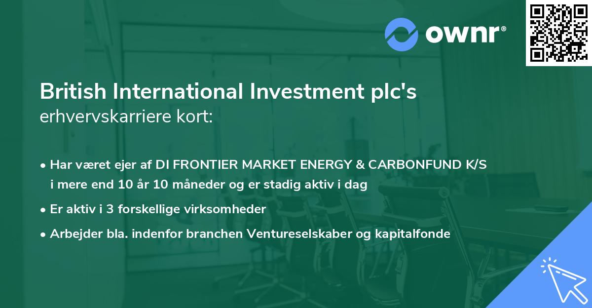 British International Investment plc's erhvervskarriere kort