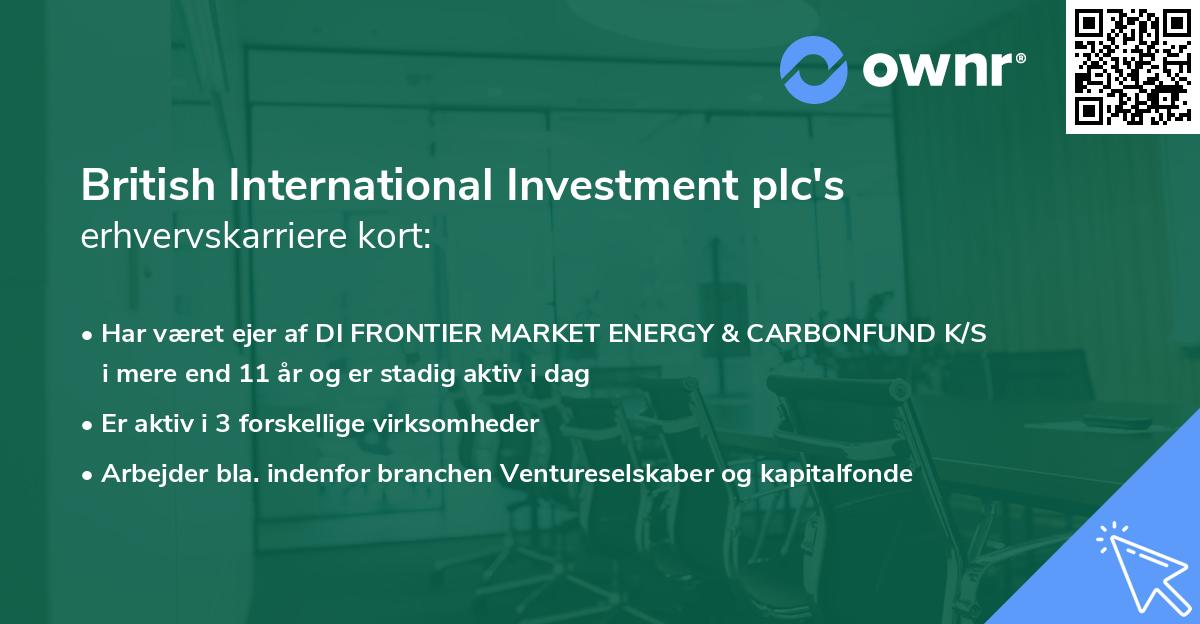 British International Investment plc's erhvervskarriere kort