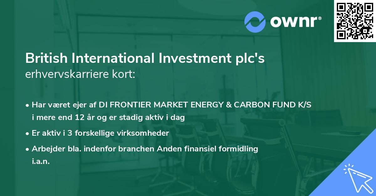British International Investment plc's erhvervskarriere kort