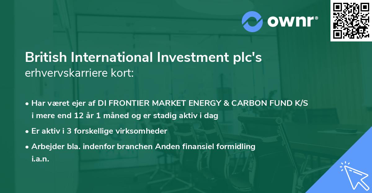 British International Investment plc's erhvervskarriere kort