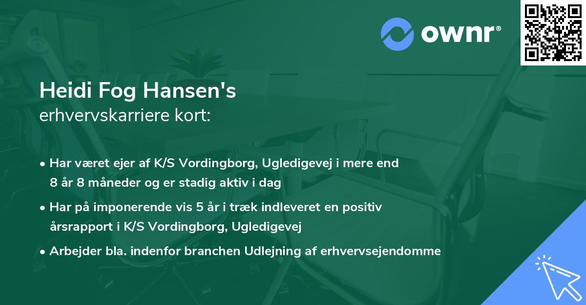 Heidi Fog Hansen's erhvervskarriere kort
