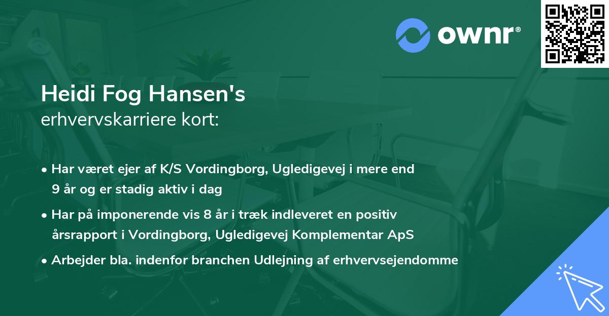 Heidi Fog Hansen's erhvervskarriere kort